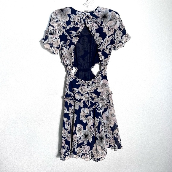 Floral Navy Dress with Open Back - Picture 8 of 13